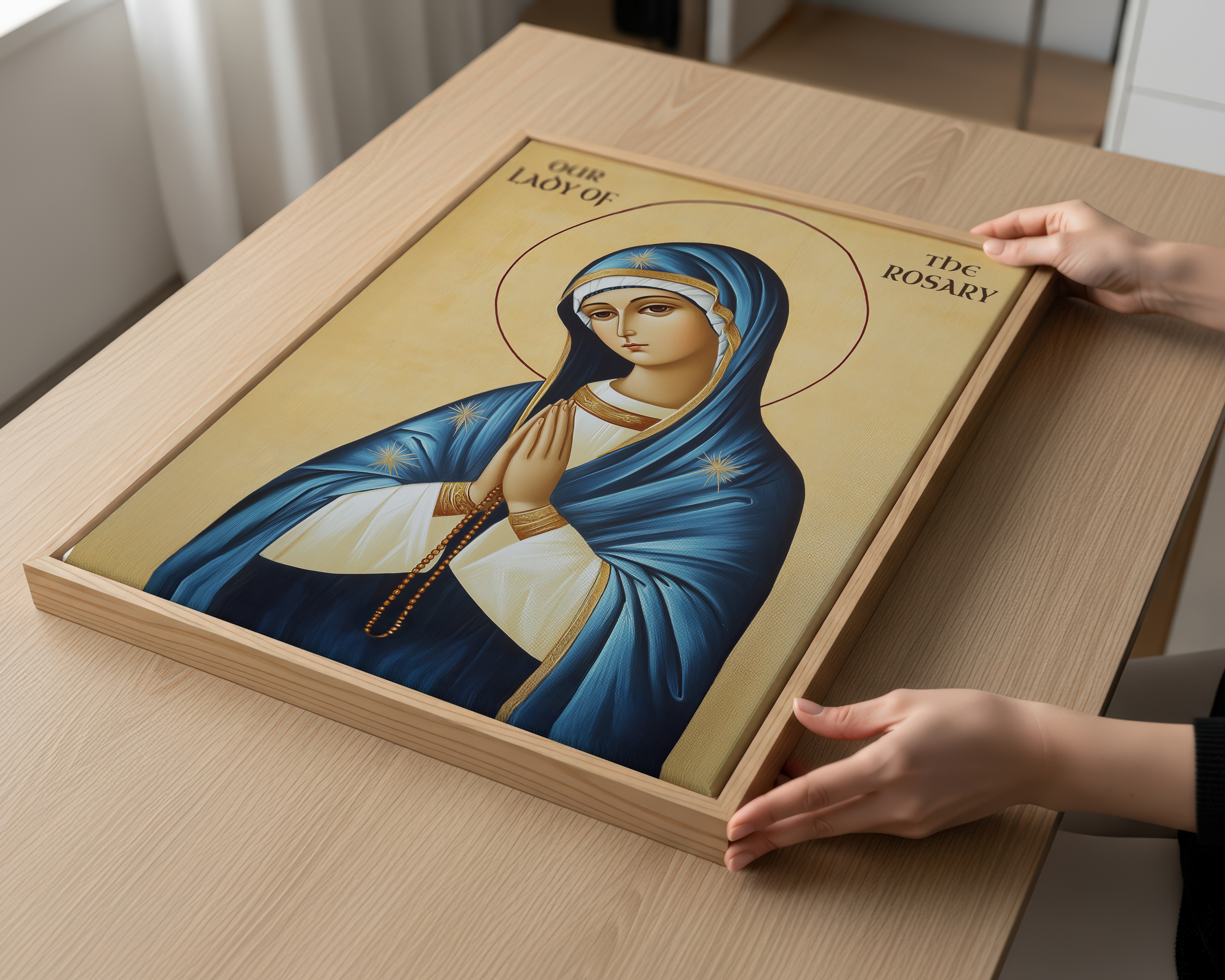 Our Lady of the Rosary Catholic Print, Family Gift, Peaceful Marian Home Blessing