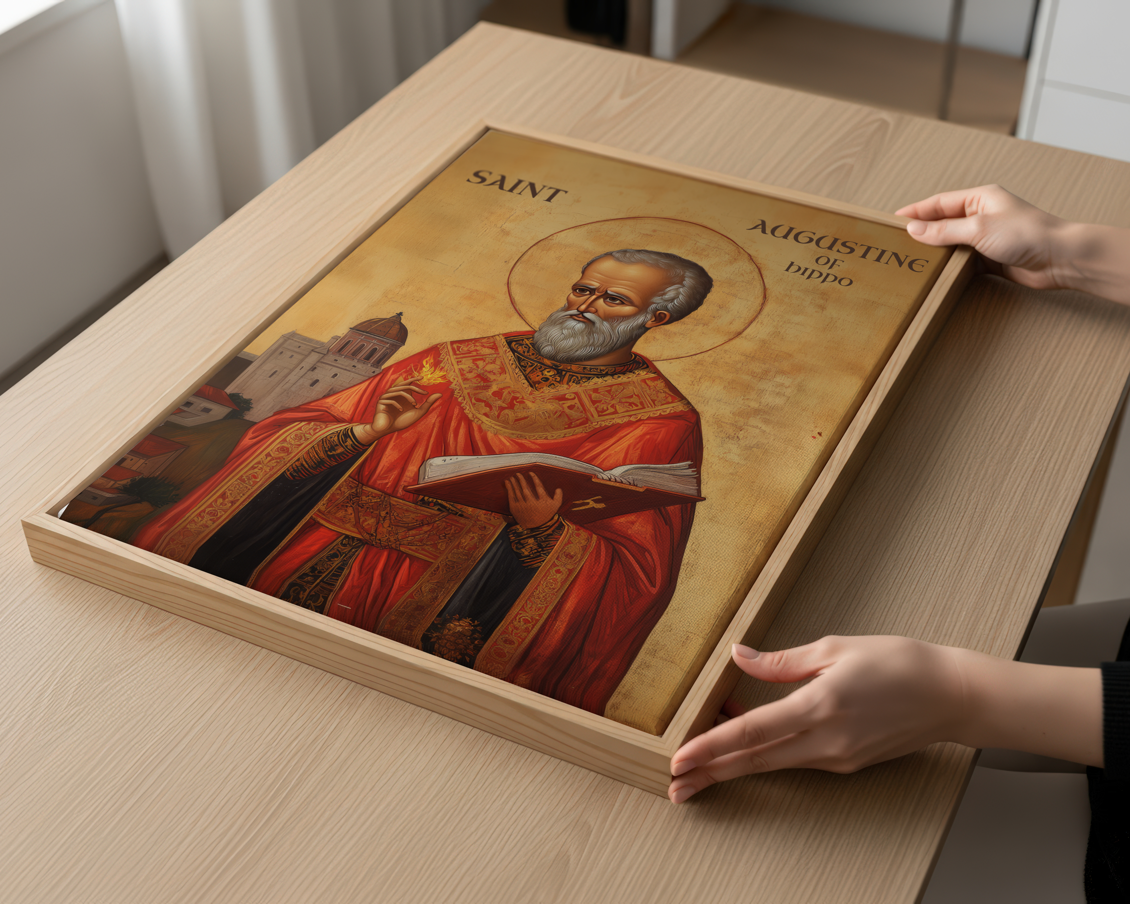 Saint Augustine of Hippo Icon Print, Doctor of the Church Gift Byzantine Home Altar