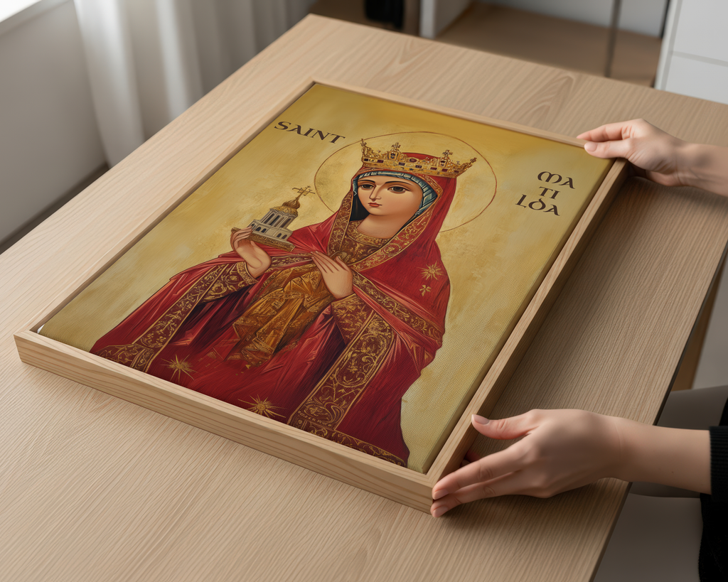Saint Matilda Icon Wall Art, Christian Mother Gift Byzantine Decor, Holygraceart