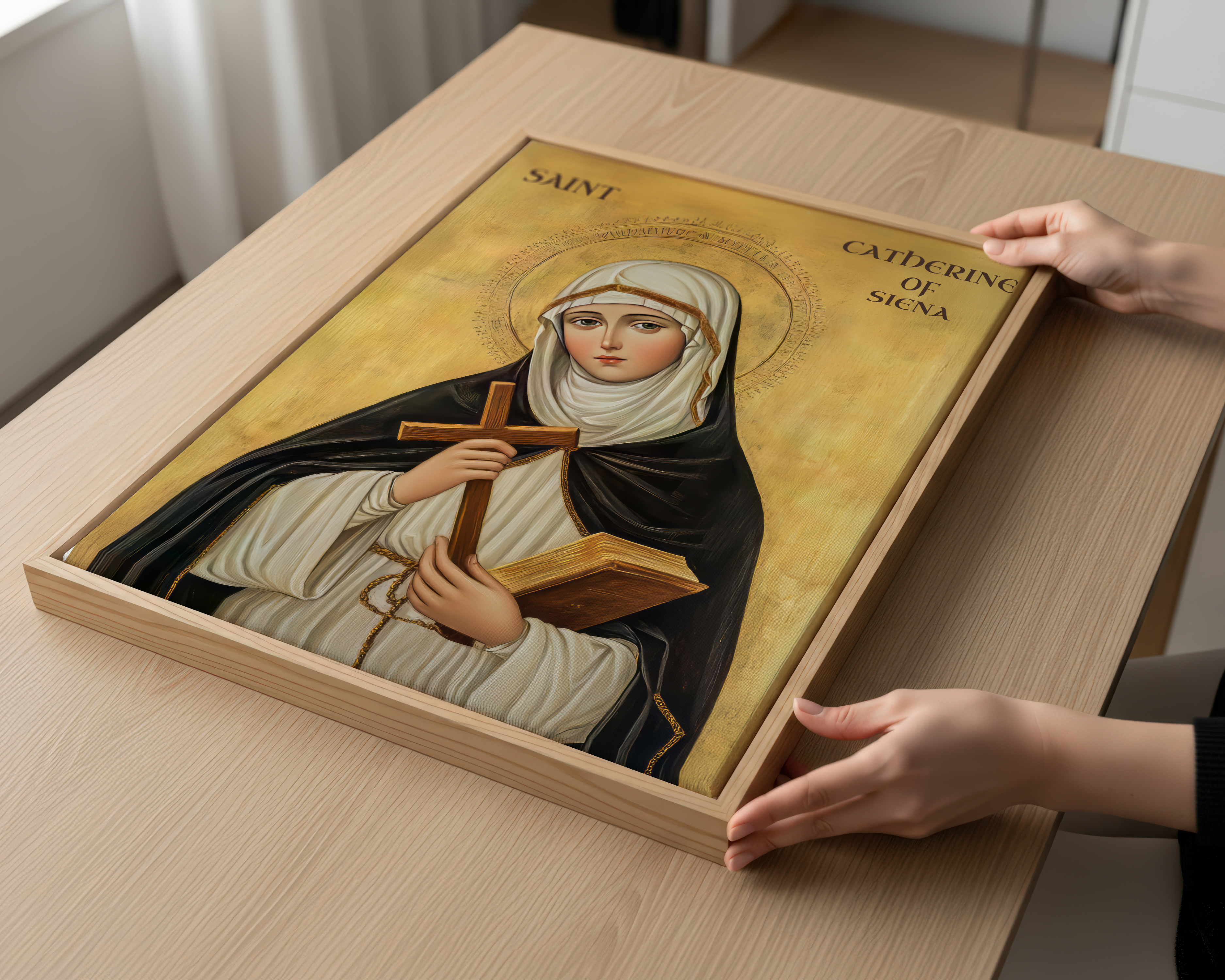 Saint Catherine of Siena Icon Print, Mystic Faith Gift Byzantine Wall Art, Holygraceart