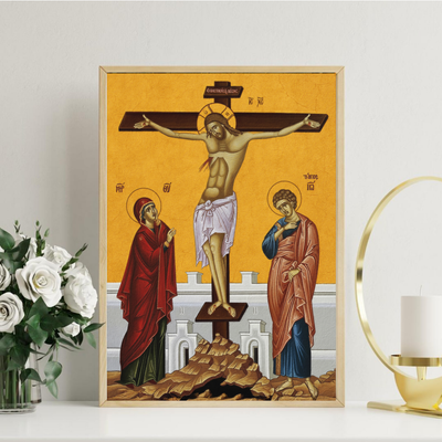 Crucifixion of Christ Orthodox Icon Print, Easter Gift, Holy Week Devotion Gift, Holygraceart