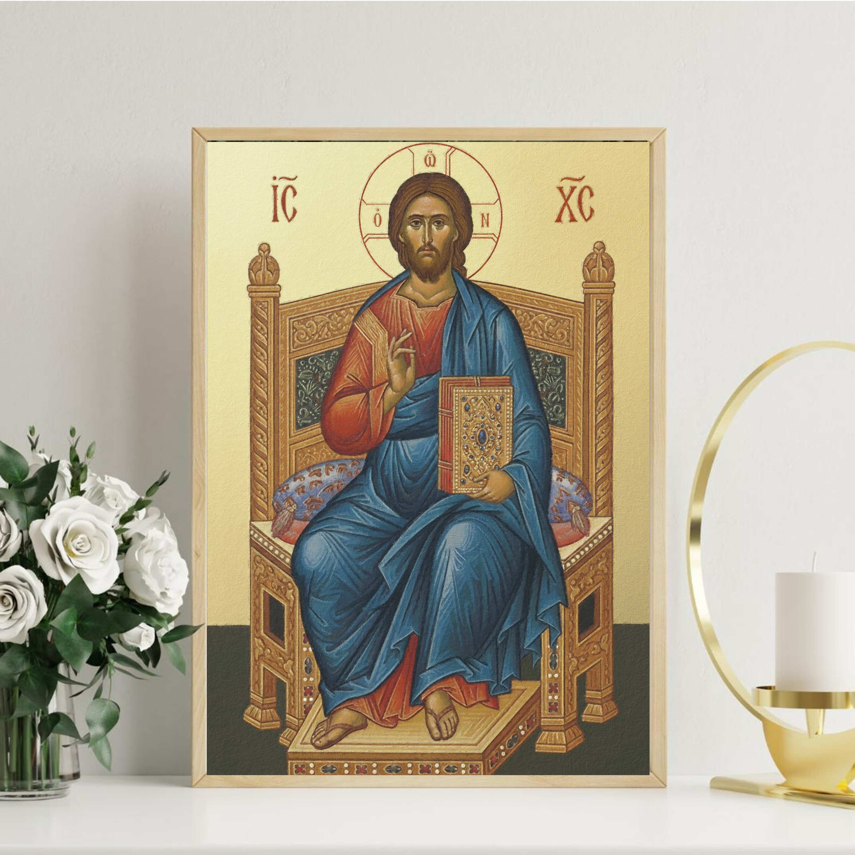 Christ Enthroned Orthodox Icon Print, Housewarming Gift, Sacred Home Decor, Holygraceart