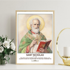 Saint Nicholas Catholic Wall Art Print, Bishop Saint Portrait Decor, Faith-Inspired Gift, Holygraceart H03