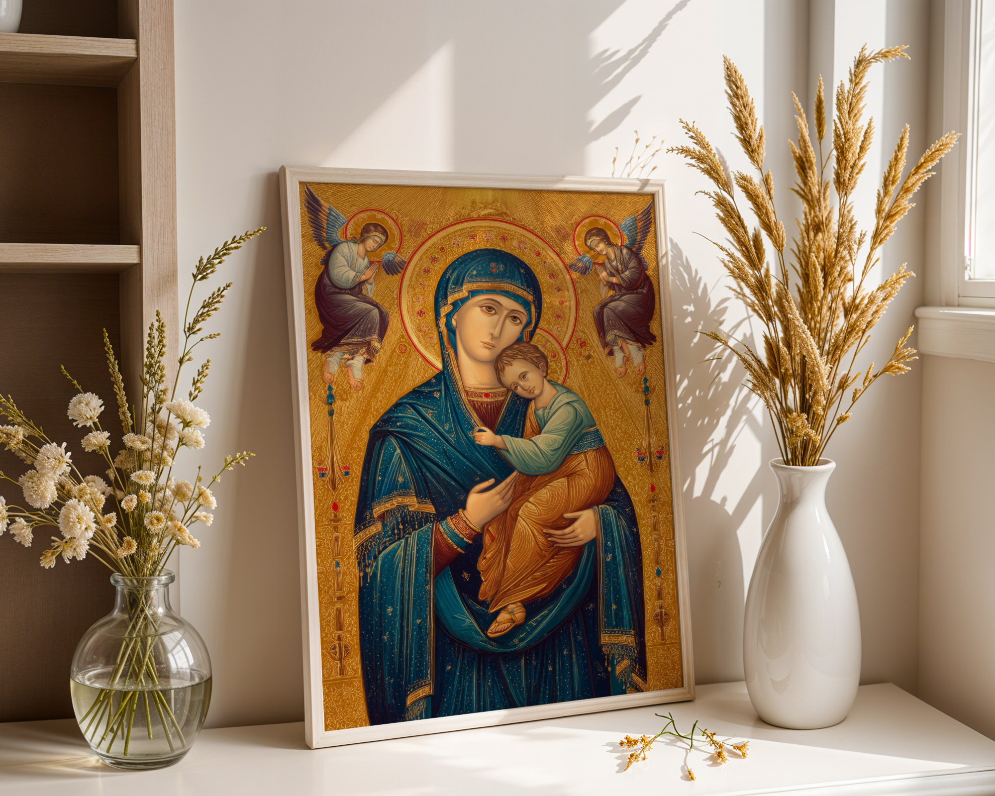 Our Lady of Perpetual Help Orthodox Icon Wall Art, Mother of God Blessing Gift, Holygraceart