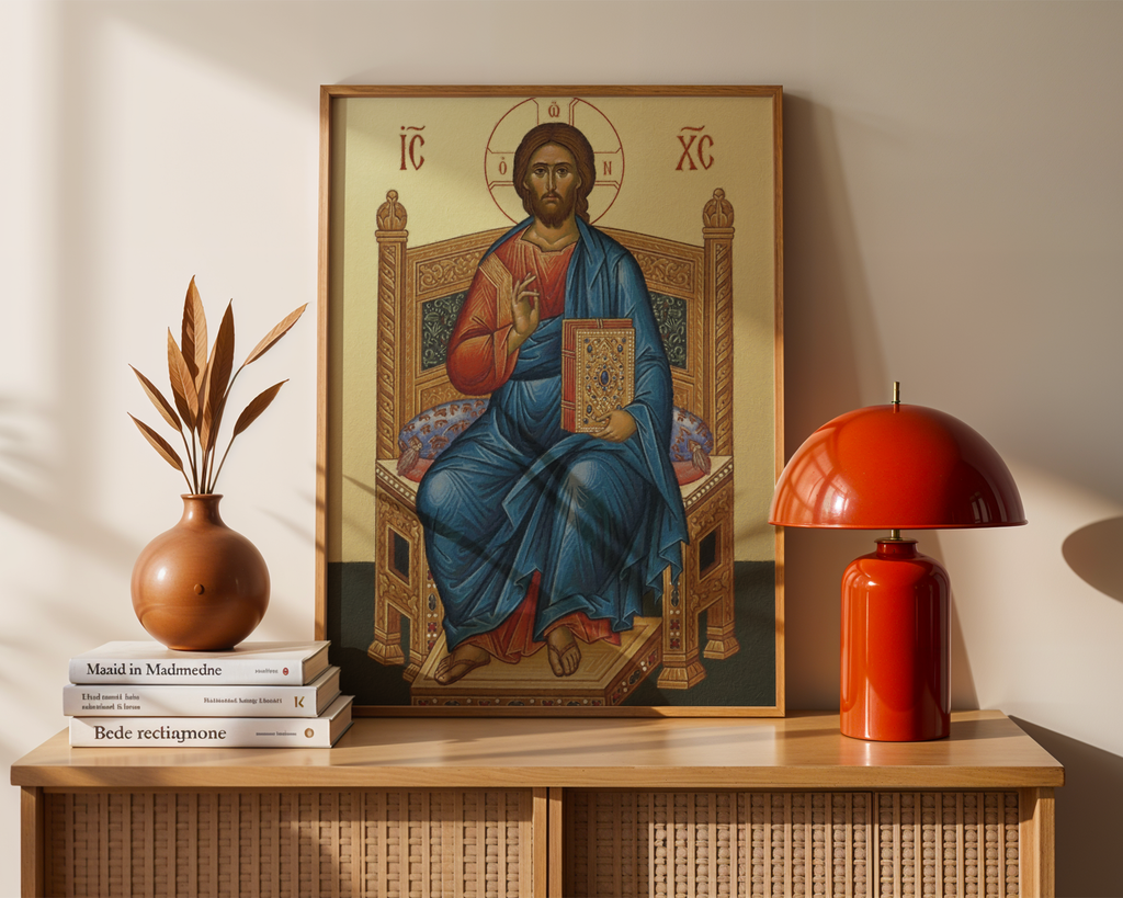 Christ Enthroned Orthodox Icon Print, Housewarming Gift, Sacred Home Decor, Holygraceart