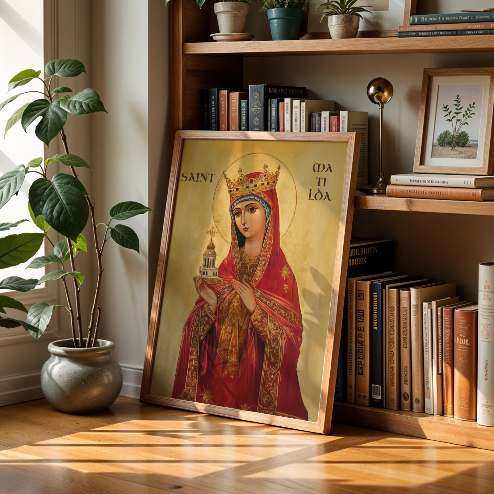 Saint Matilda Icon Wall Art, Christian Mother Gift Byzantine Decor, Holygraceart