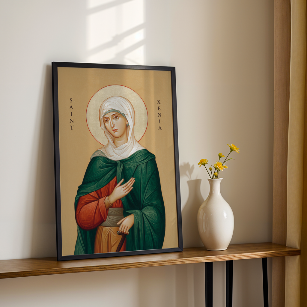 Saint Xenia Icon Wall Art, Comfort and Holy Fool Gift Orthodox, Holygraceart