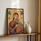 Virgin Mary and God Orthodox Icon Print, Marian Devotion Gift, Baby Blessing Gift