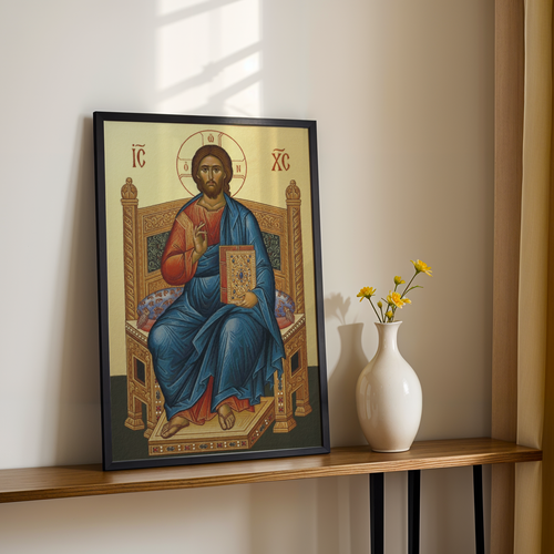 Christ Enthroned Orthodox Icon Print, Housewarming Gift, Sacred Home Decor, Holygraceart