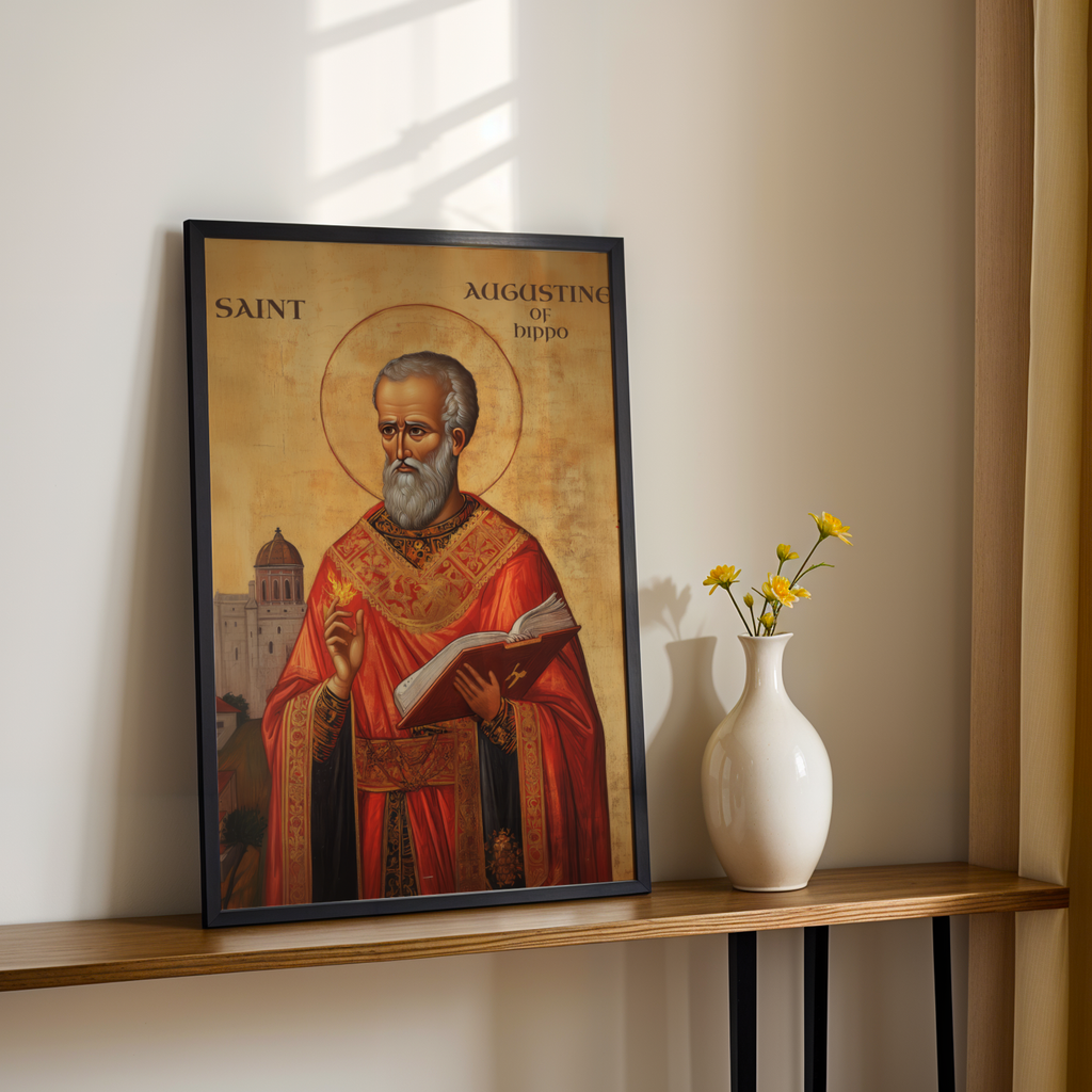 Saint Augustine of Hippo Icon Print, Doctor of the Church Gift Byzantine Home Altar