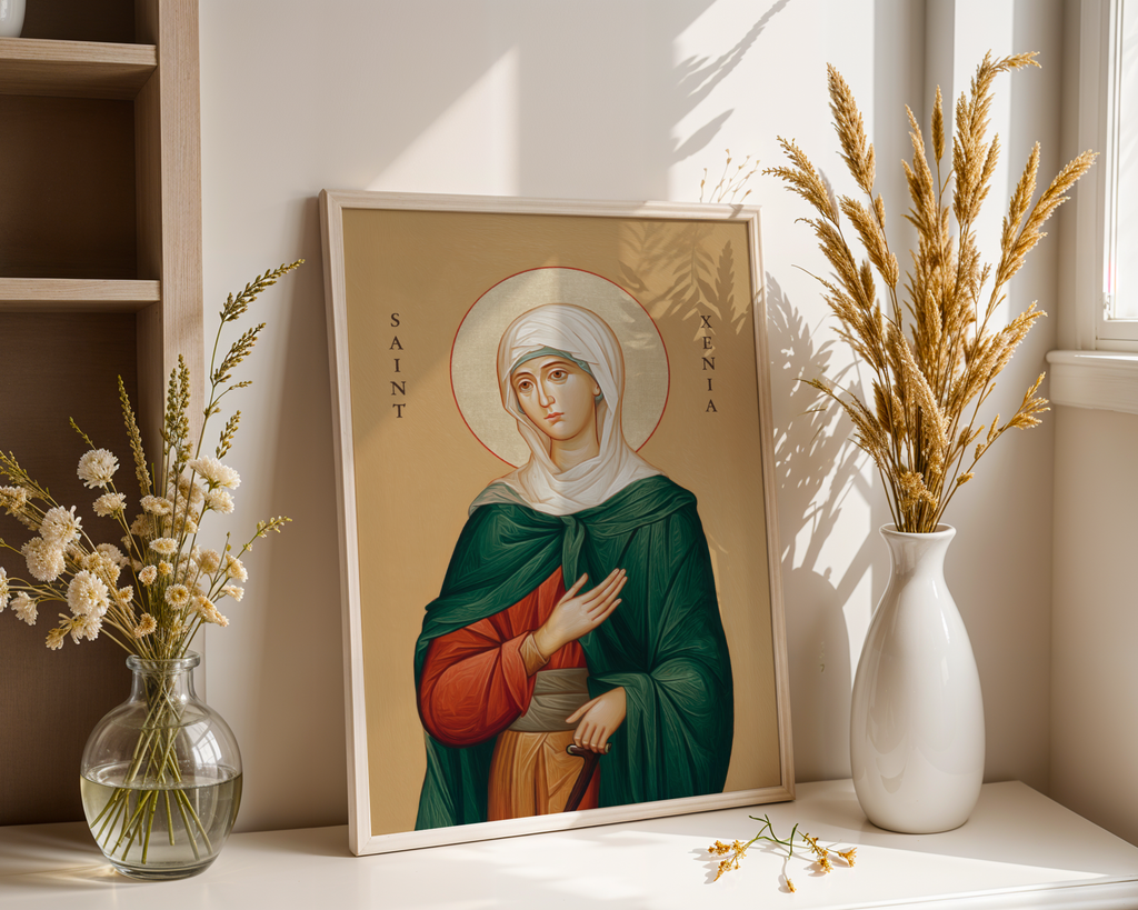 Saint Xenia Icon Wall Art, Comfort and Holy Fool Gift Orthodox, Holygraceart