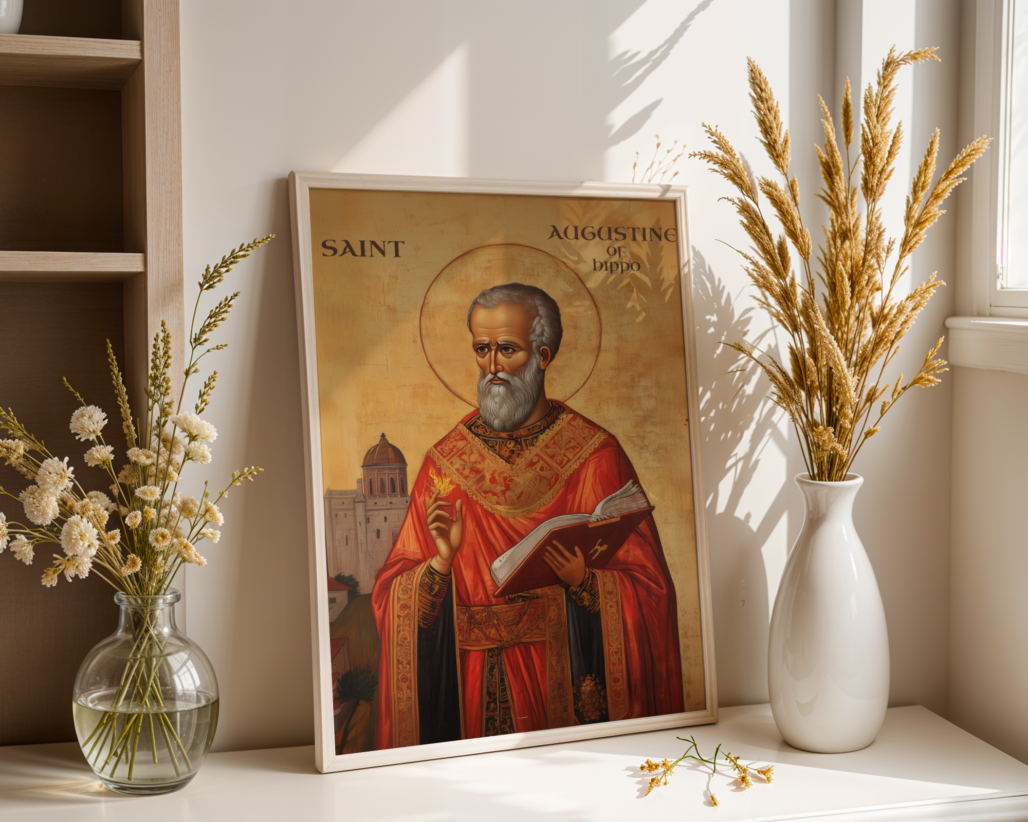 Saint Augustine of Hippo Icon Print, Doctor of the Church Gift Byzantine Home Altar