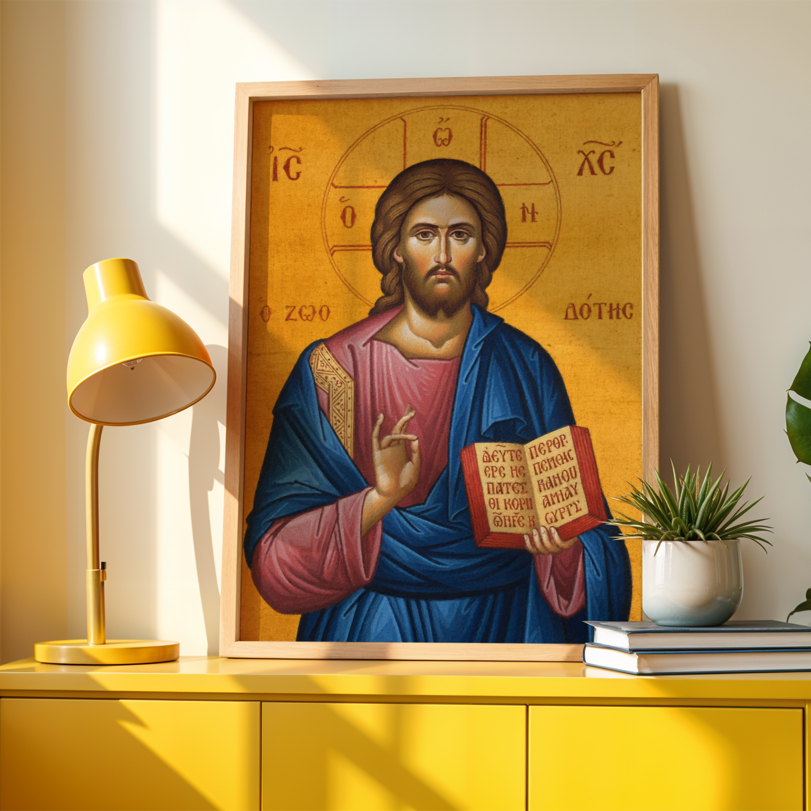 Jesus Christ Orthodox Icon Print, Christ the Savior Byzantine, Baptism Gift