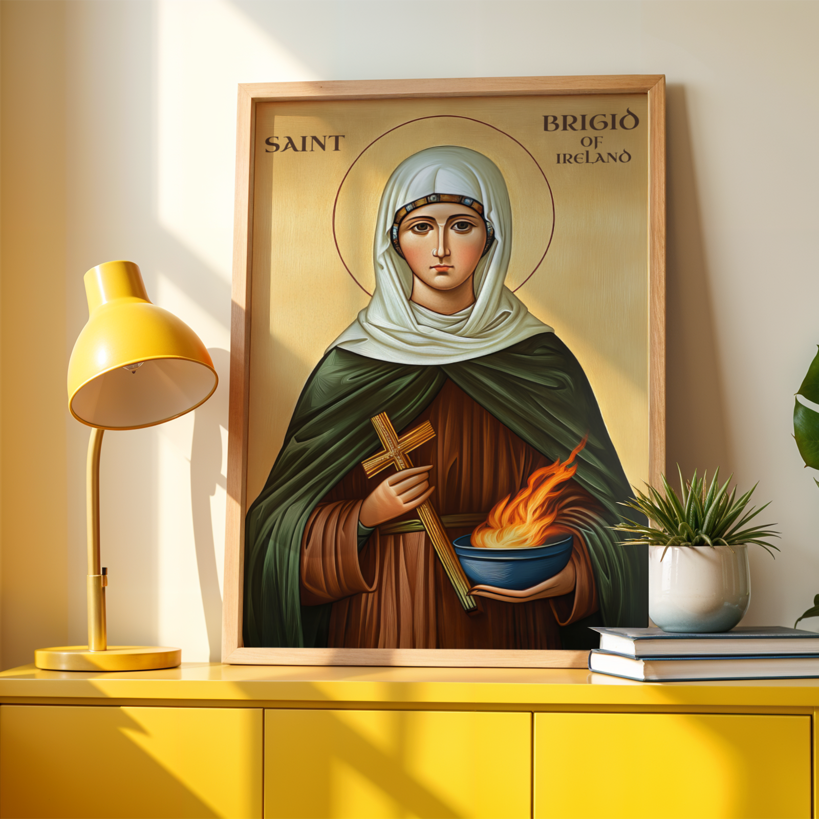 Saint Brigid of Ireland Icon Wall Art, Hearth Blessing Gift Orthodox Decor, Holygraceart