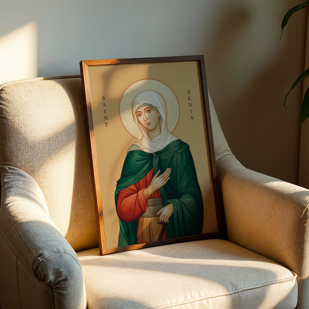 Saint Xenia Icon Wall Art, Comfort and Holy Fool Gift Orthodox, Holygraceart