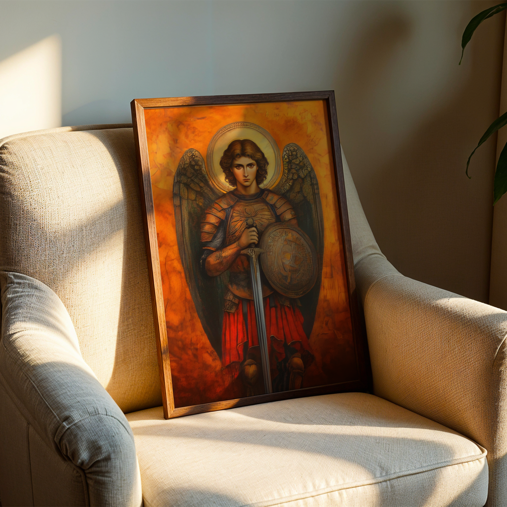 Saint Michael the Archangel Icon Print, Protection and Victory Gift, Holygraceart