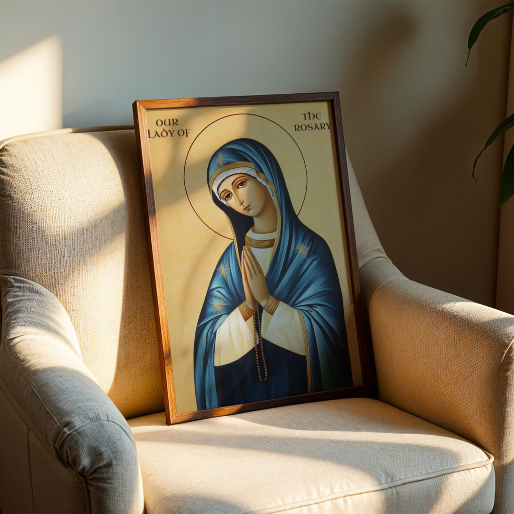 Our Lady of the Rosary Catholic Print, Family Gift, Peaceful Marian Home Blessing