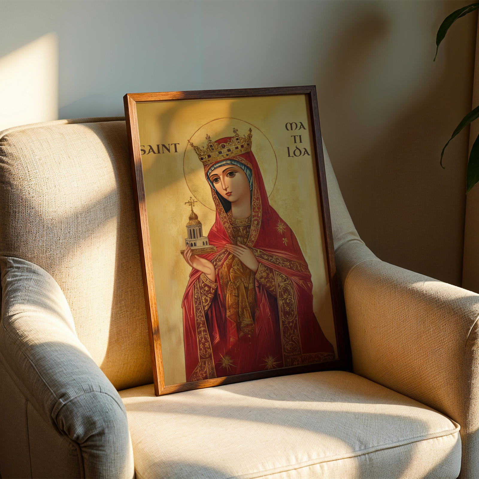 Saint Matilda Icon Wall Art, Christian Mother Gift Byzantine Decor, Holygraceart