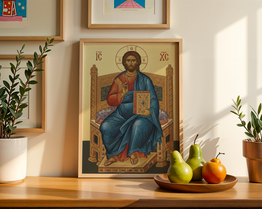 Christ Enthroned Orthodox Icon Print, Housewarming Gift, Sacred Home Decor, Holygraceart