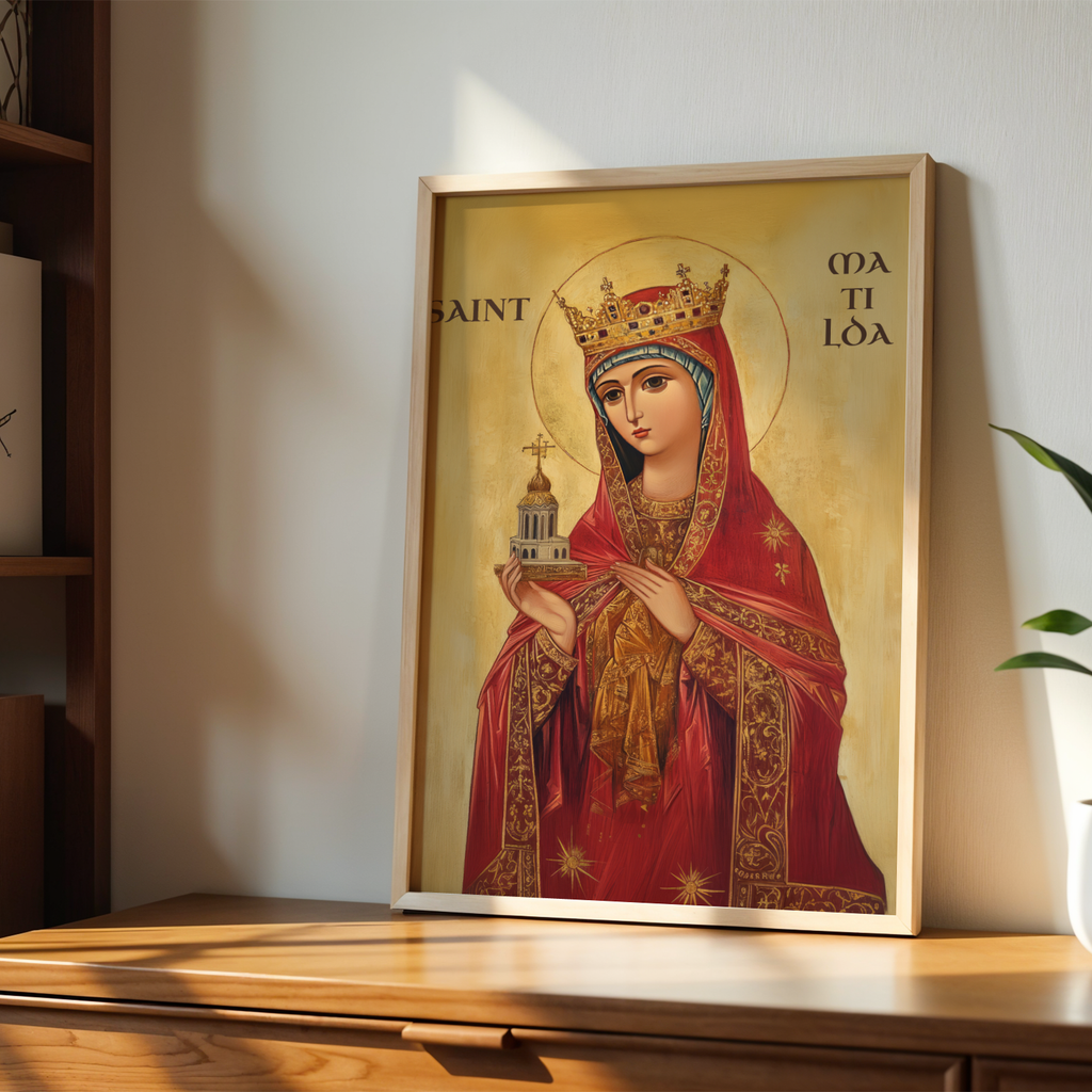 Saint Matilda Icon Wall Art, Christian Mother Gift Byzantine Decor, Holygraceart