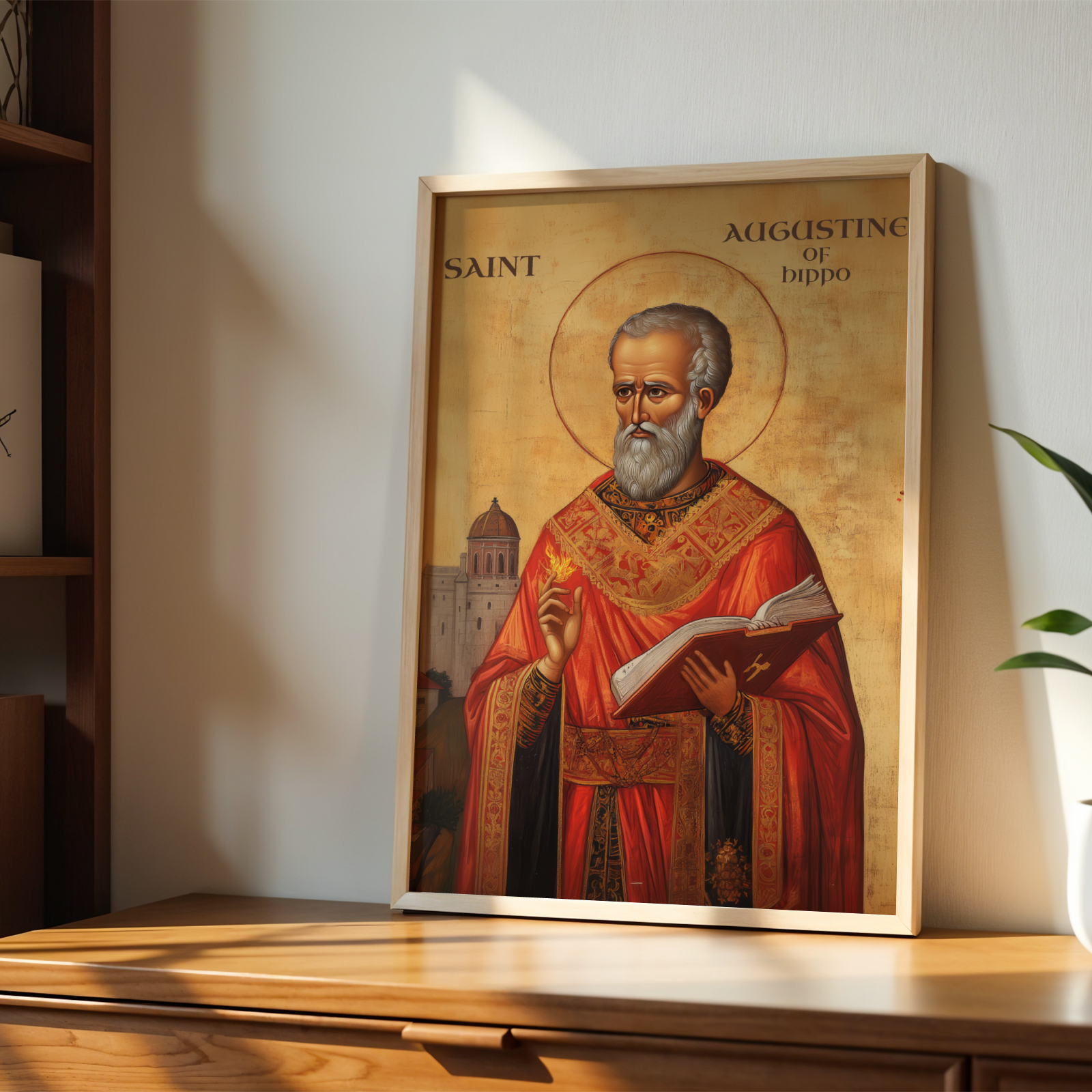 Saint Augustine of Hippo Icon Print, Doctor of the Church Gift Byzantine Home Altar