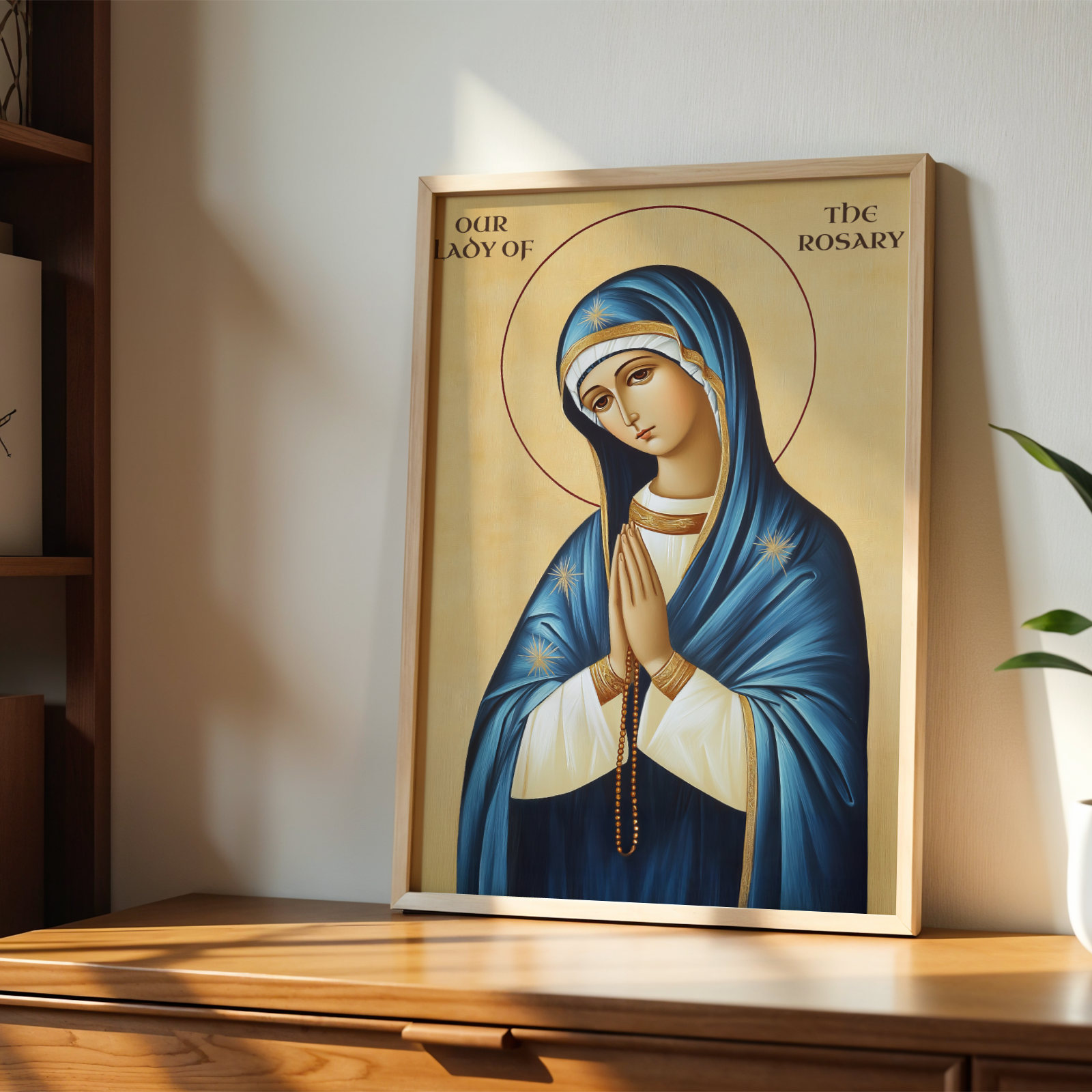 Our Lady of the Rosary Catholic Print, Family Gift, Peaceful Marian Home Blessing