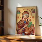 Virgin Mary and God Orthodox Icon Print, Marian Devotion Gift, Baby Blessing Gift