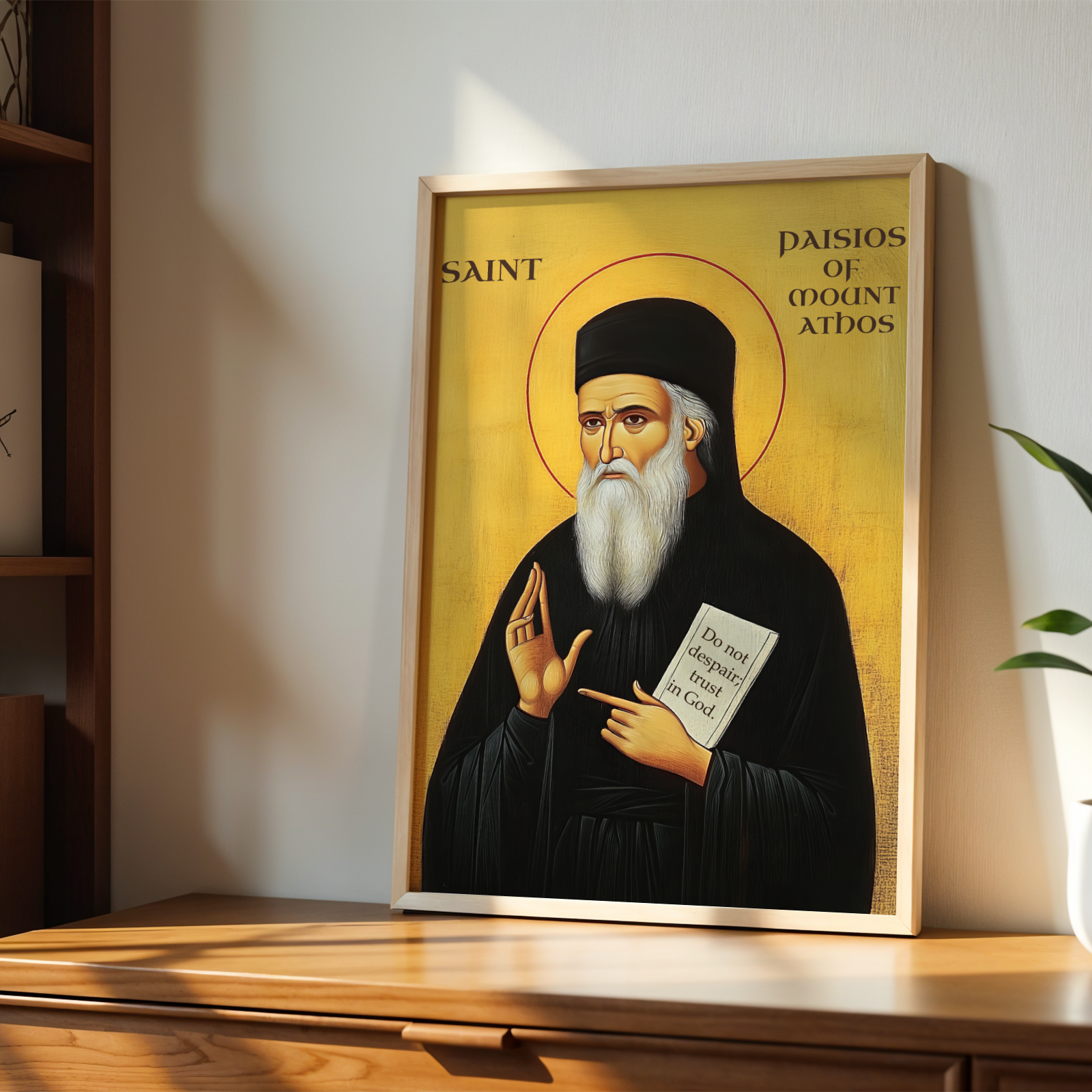 Saint Paisios of Mount Athos Icon Wall Art, Comfort and Hope Gift Orthodox Decor