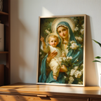 Virgin Mary with Baby Jesus Print, Family Blessing Gift, Prayer Corner Wall Art, Holygraceart