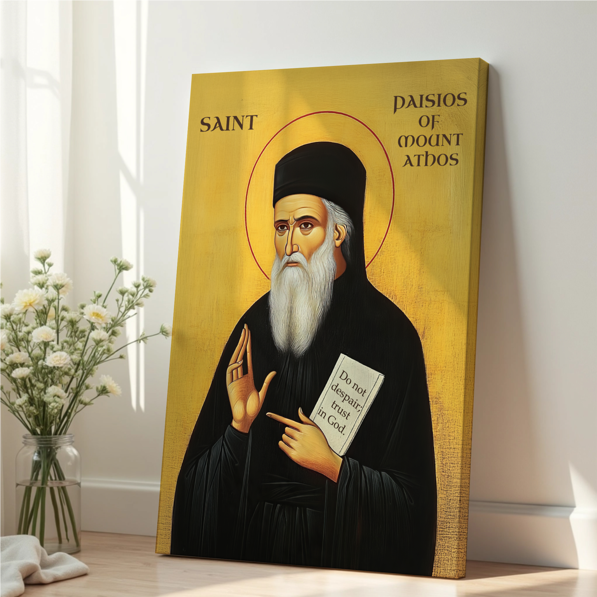 Saint Paisios of Mount Athos Icon Wall Art, Comfort and Hope Gift Orthodox Decor
