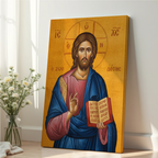 Jesus Christ Orthodox Icon Print, Christ the Savior Byzantine, Baptism Gift