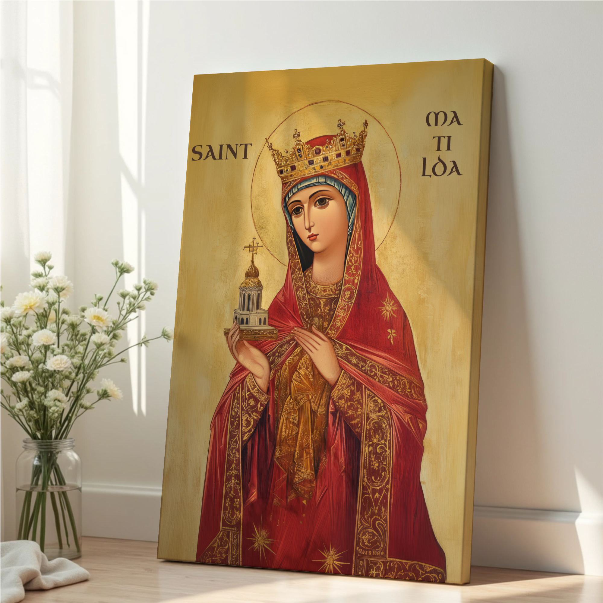 Saint Matilda Icon Wall Art, Christian Mother Gift Byzantine Decor, Holygraceart