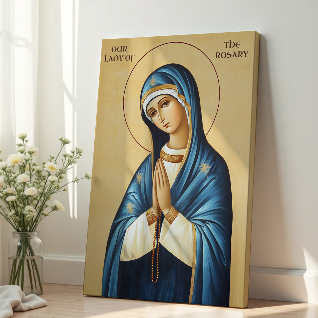 Our Lady of the Rosary Catholic Print, Family Gift, Peaceful Marian Home Blessing
