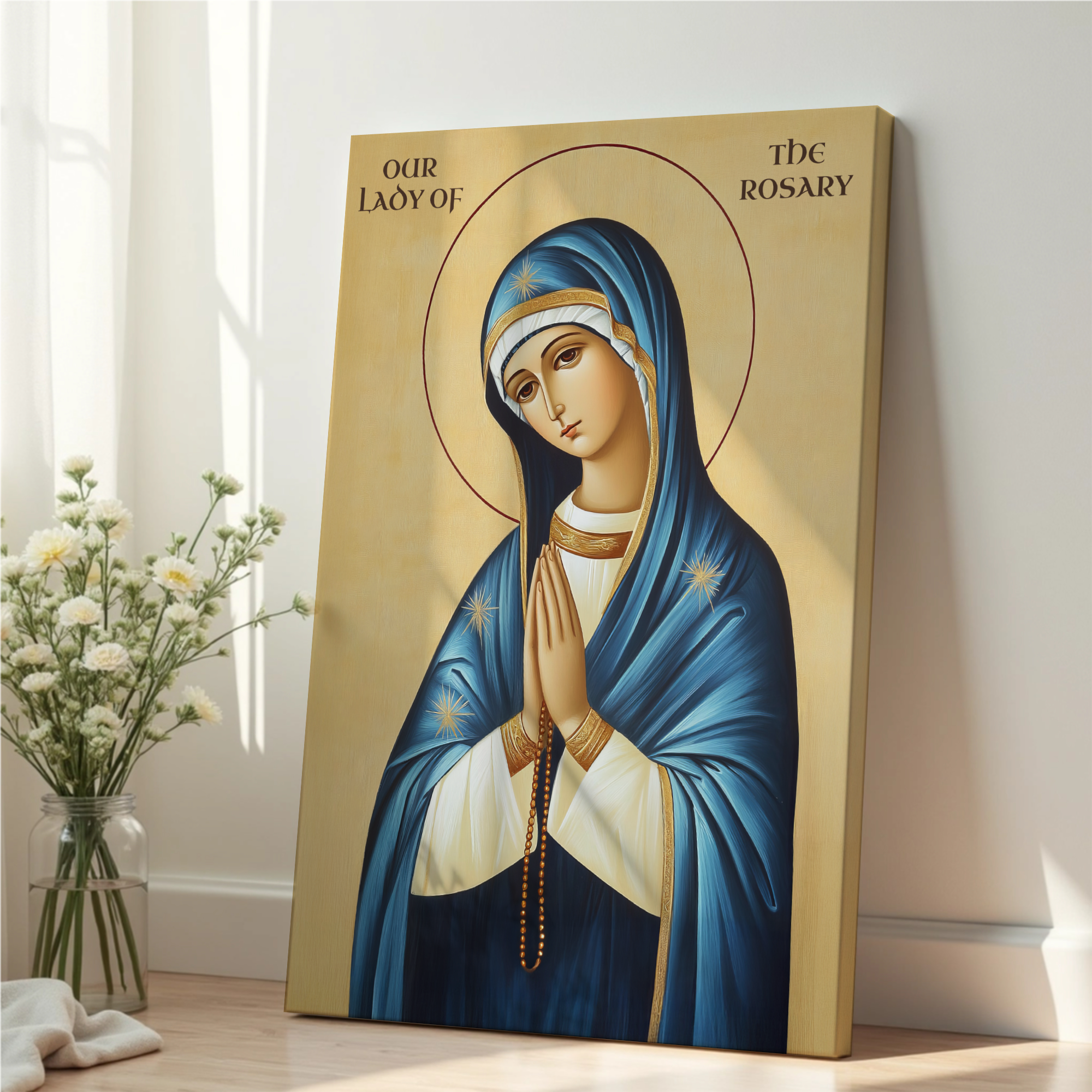 Our Lady of the Rosary Catholic Print, Family Gift, Peaceful Marian Home Blessing