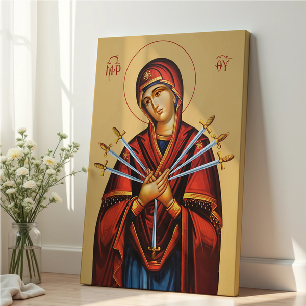 Our Lady of Sorrows Orthodox Icon Print, Sympathy & Comfort Gift, Marian Consolation Wall Art