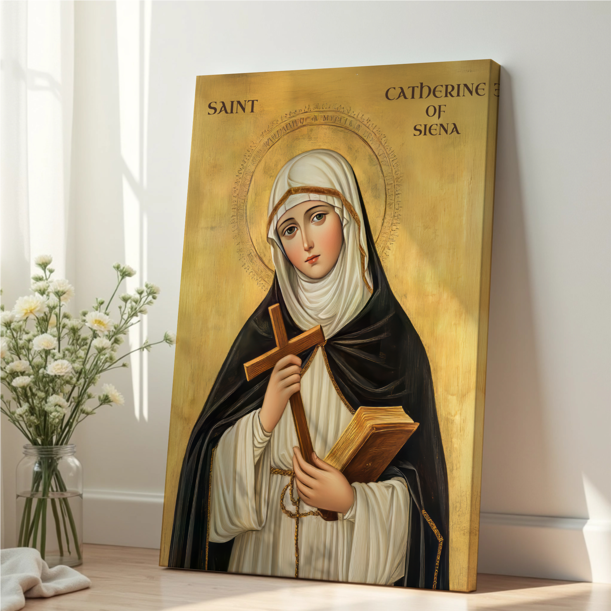 Saint Catherine of Siena Icon Print, Mystic Faith Gift Byzantine Wall Art, Holygraceart