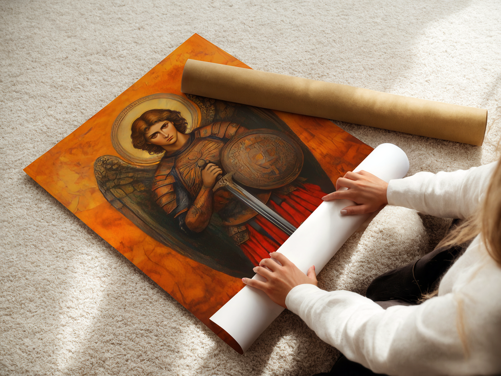 Saint Michael the Archangel Icon Print, Protection and Victory Gift, Holygraceart