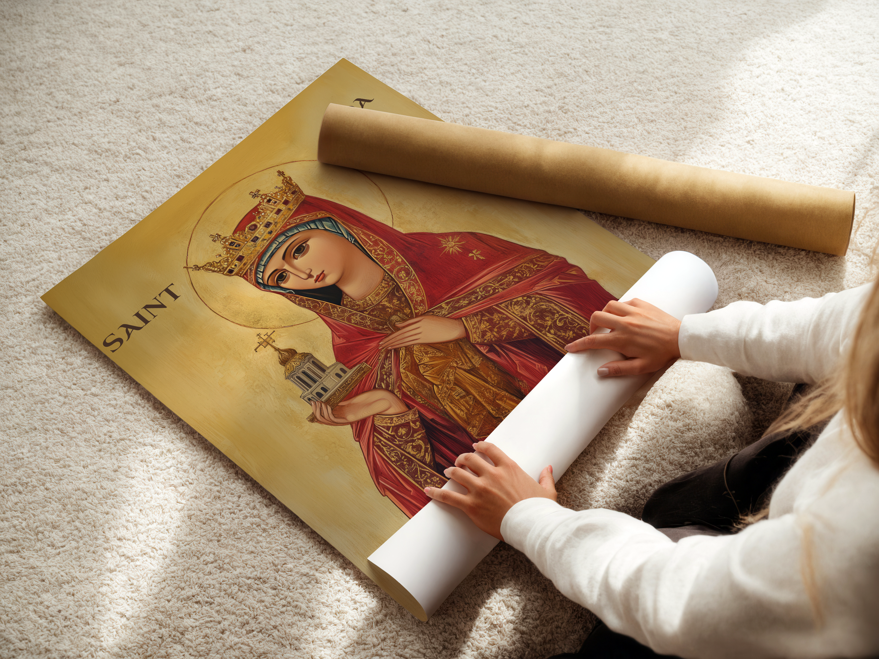 Saint Matilda Icon Wall Art, Christian Mother Gift Byzantine Decor, Holygraceart