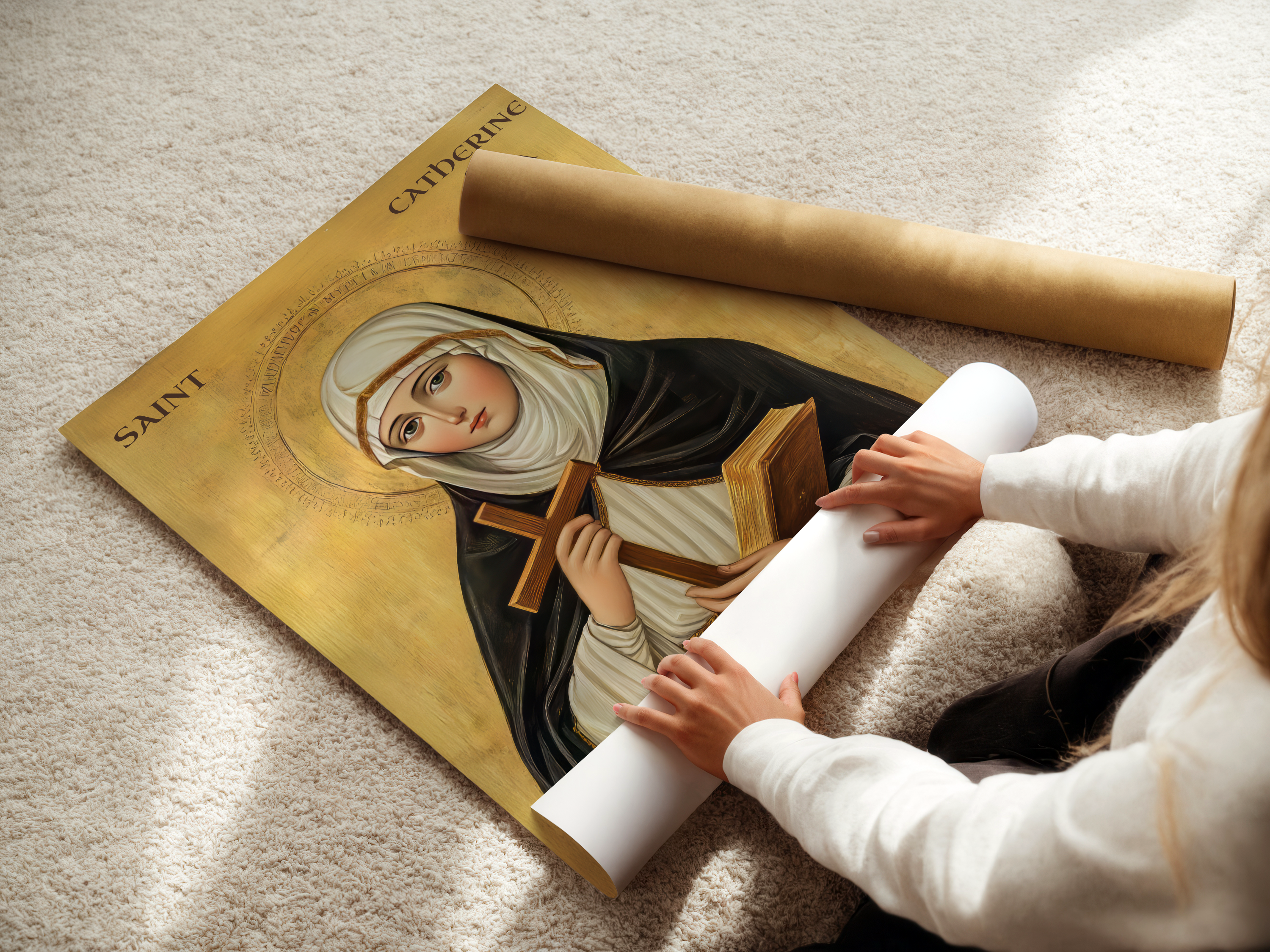 Saint Catherine of Siena Icon Print, Mystic Faith Gift Byzantine Wall Art, Holygraceart