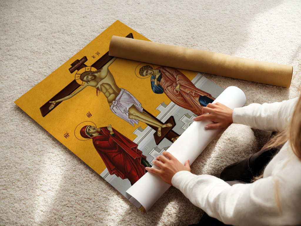 Crucifixion of Christ Orthodox Icon Print, Easter Gift, Holy Week Devotion Gift, Holygraceart