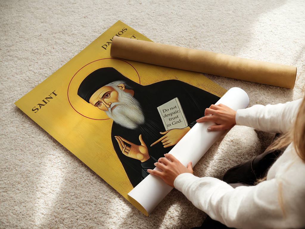 Saint Paisios of Mount Athos Icon Wall Art, Comfort and Hope Gift Orthodox Decor