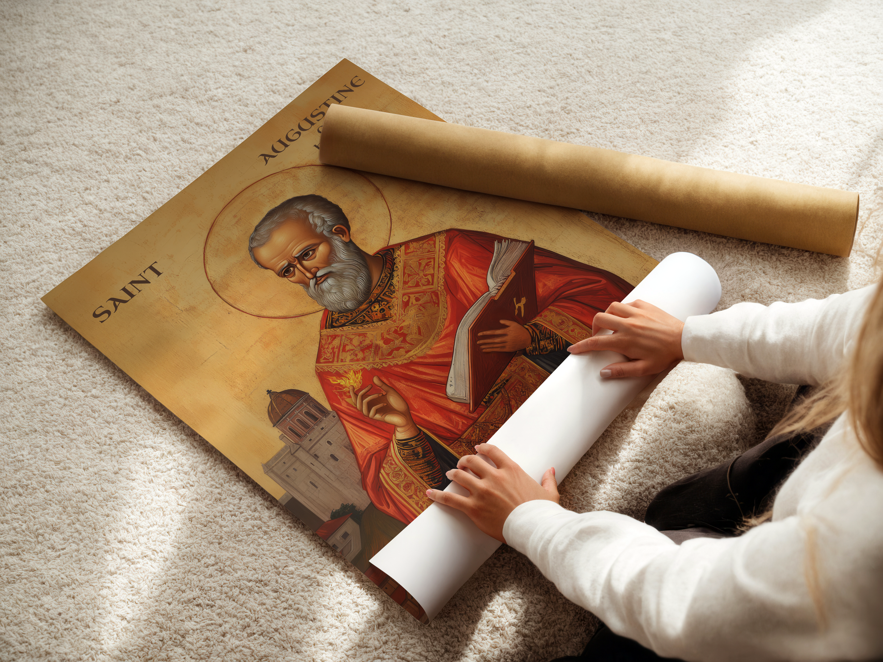 Saint Augustine of Hippo Icon Print, Doctor of the Church Gift Byzantine Home Altar