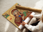 Virgin Mary and God Orthodox Icon Print, Marian Devotion Gift, Baby Blessing Gift