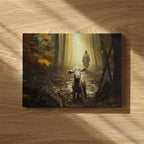 Lost Lamb Canvas Art: Jesus, Good Shepherd, Forest Light