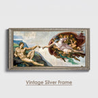 The Creation of Adam Panoramic Wall Art - Michelangelo Sistine Chapel Canvas Print - Large Renaissance Masterpiece