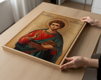 Saint Panteleimon Icon Print, Healing Prayer Gift Orthodox Wall Art, Holygraceart