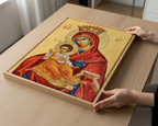Mother of God Queen of Heaven Orthodox Icon Print, Marian Home Blessing
