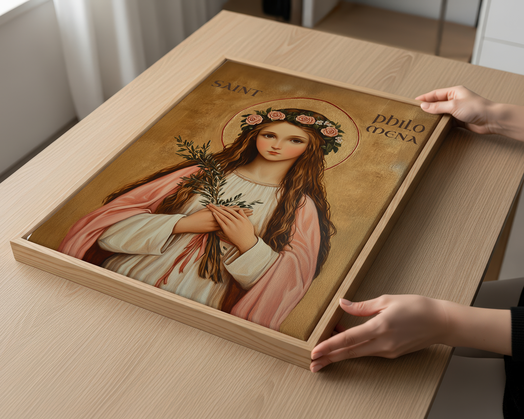 Saint Philomena Icon Wall Art, Purity and Hope Gift for Christian Women, Holygraceart