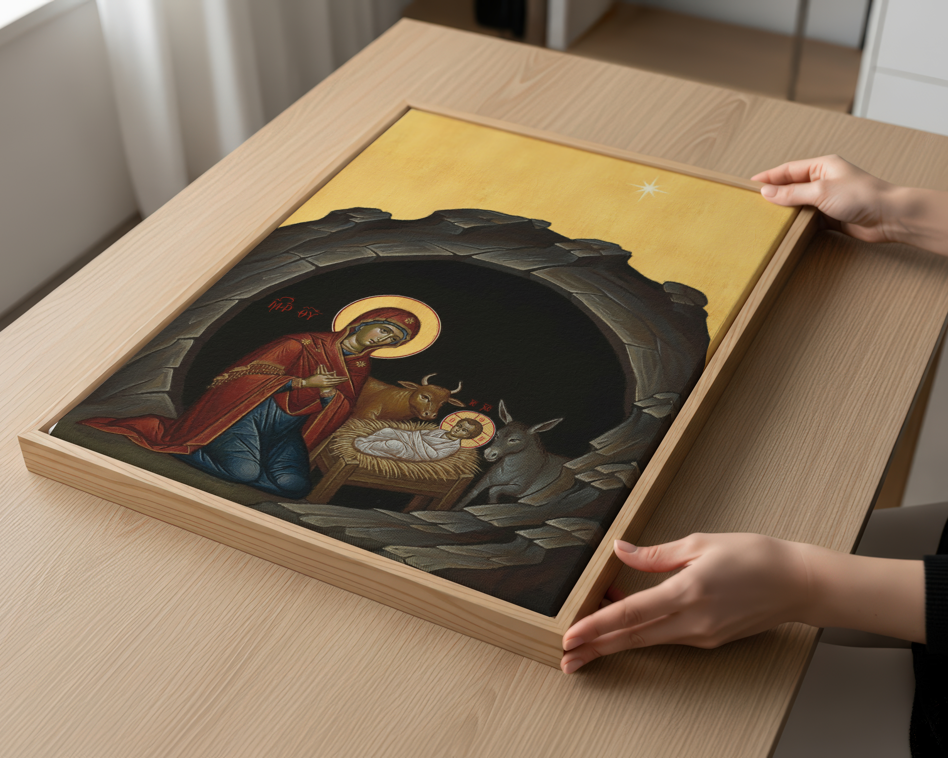 Nativity Orthodox Icon Print, Christmas Gift, New Baby Gift, Sacred Home Decor