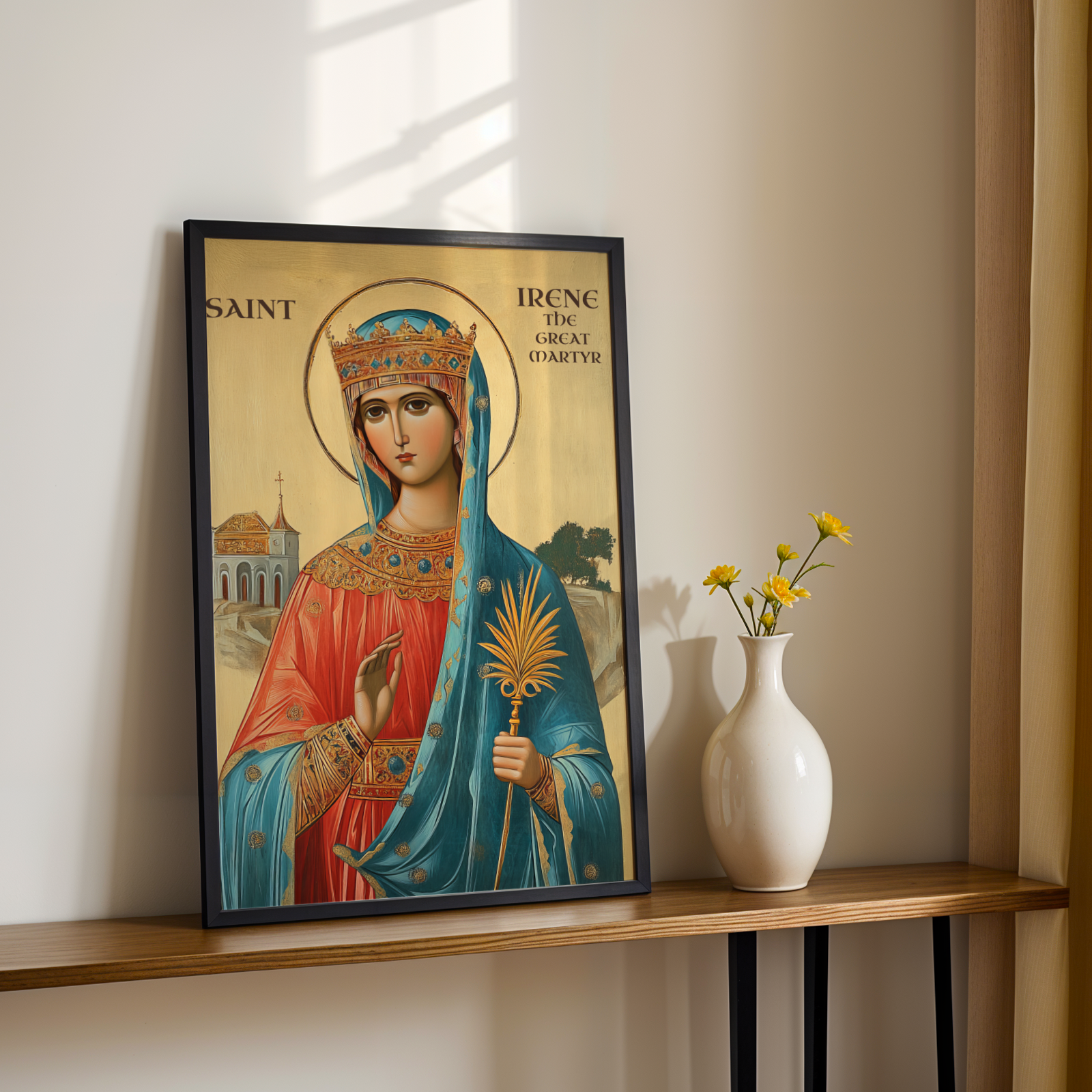 Saint Irene the Great Martyr Icon Wall Art, Courage and Martyrdom Gift Orthodox Decor